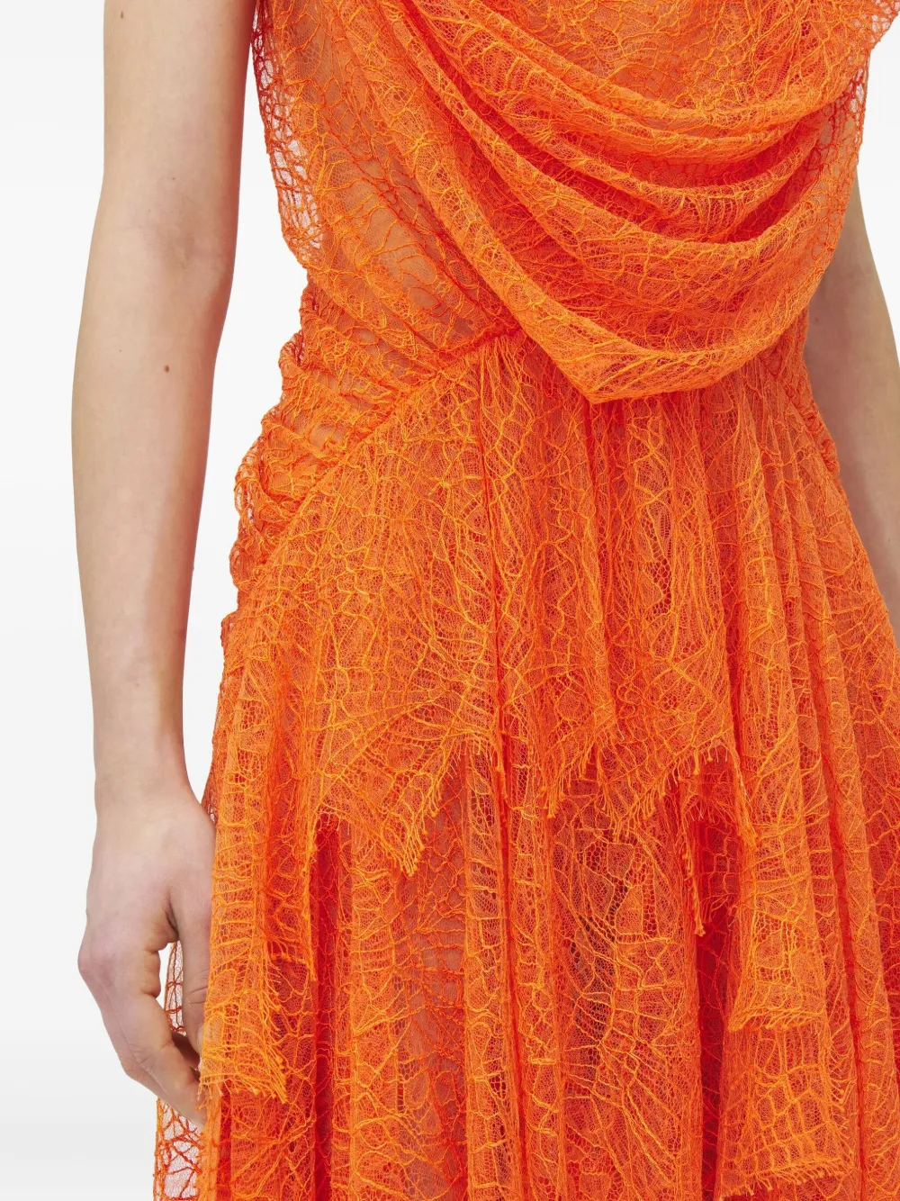 Alexander McQueen Gedrapeerde jurk met kant Oranje