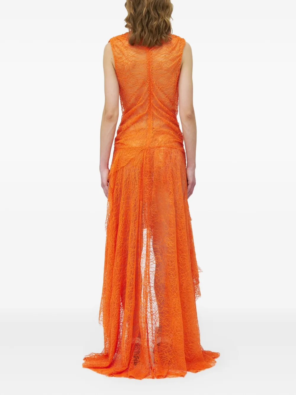 Alexander McQueen Gedrapeerde jurk met kant Oranje