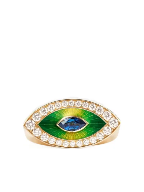 Marie Lichtenberg 18K yellow gold Evil Eye diamond and sapphire ring