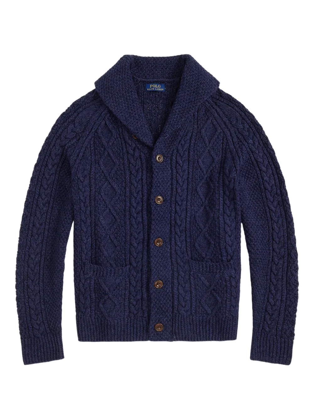 Polo Ralph Lauren Kabelgebreid vest met sjaalkraag Blauw