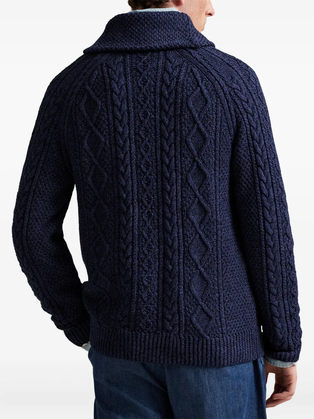 Polo Ralph Lauren Kabelgebreid vest met sjaalkraag Blauw