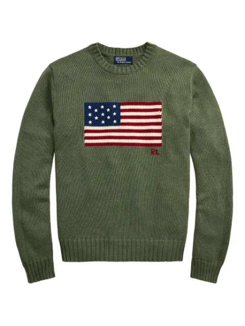 Polo Ralph Lauren flag-embroidered crewneck sweater