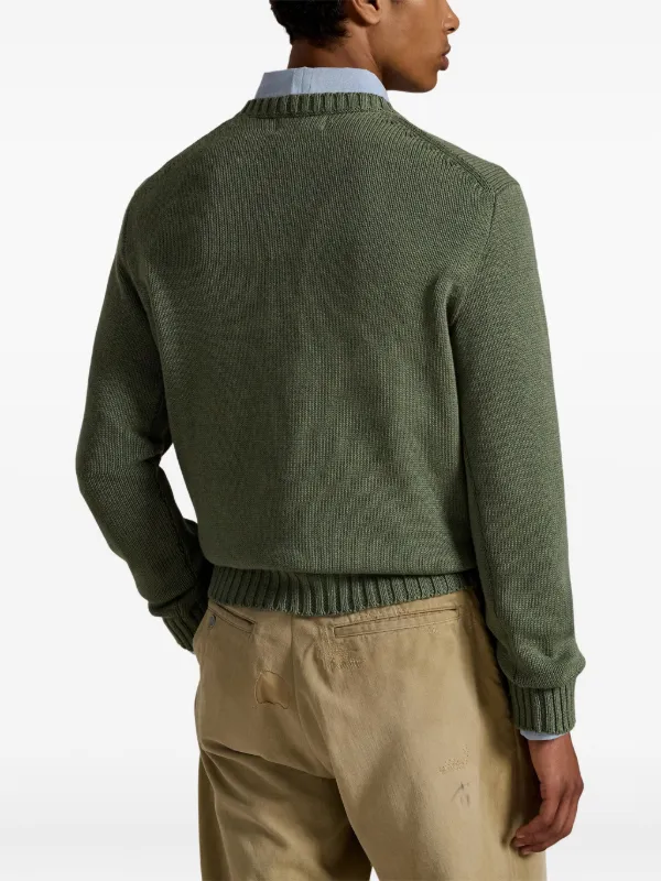 Polo Ralph Lauren flag-embroidered Crewneck Sweater | Green