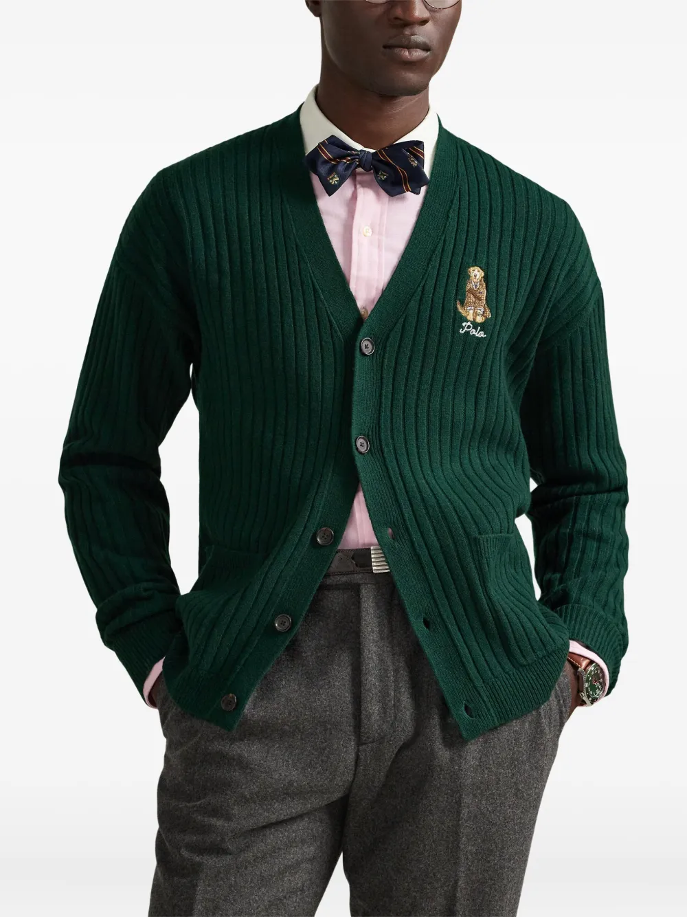 Polo Ralph Lauren Ribgebreid vest met polobeer Groen