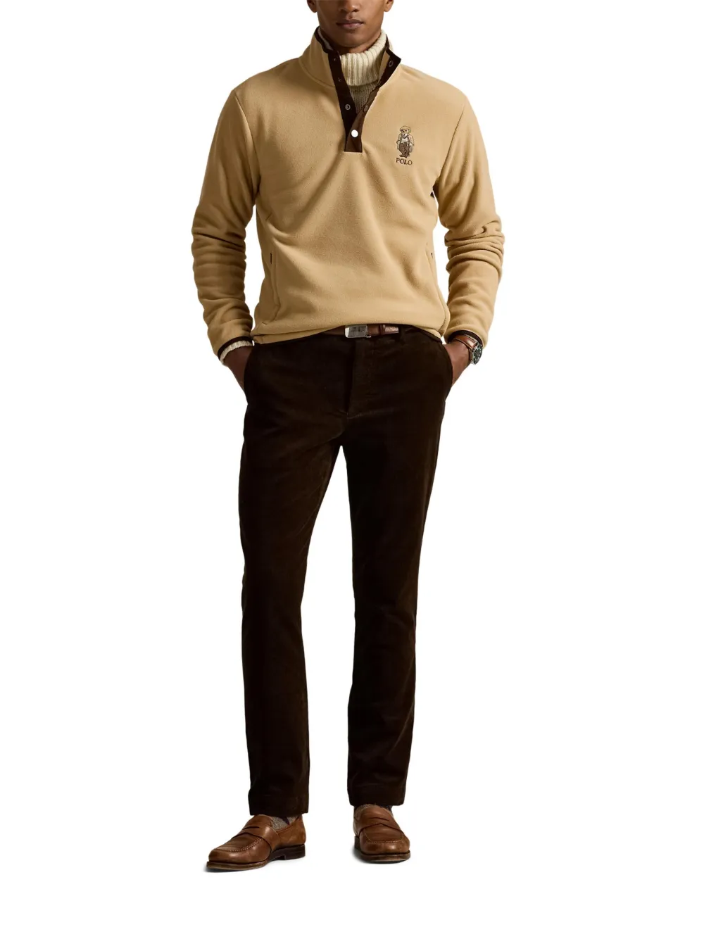 Polo Ralph Lauren Polo Bear sweater met halve rits Beige