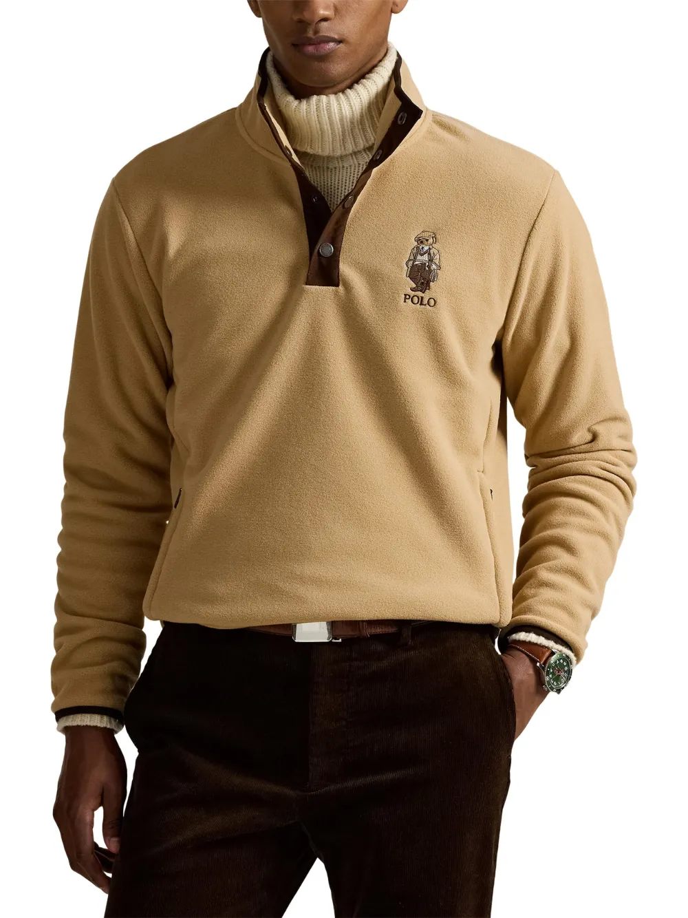 Polo Ralph Lauren Polo Bear sweater met halve rits Beige