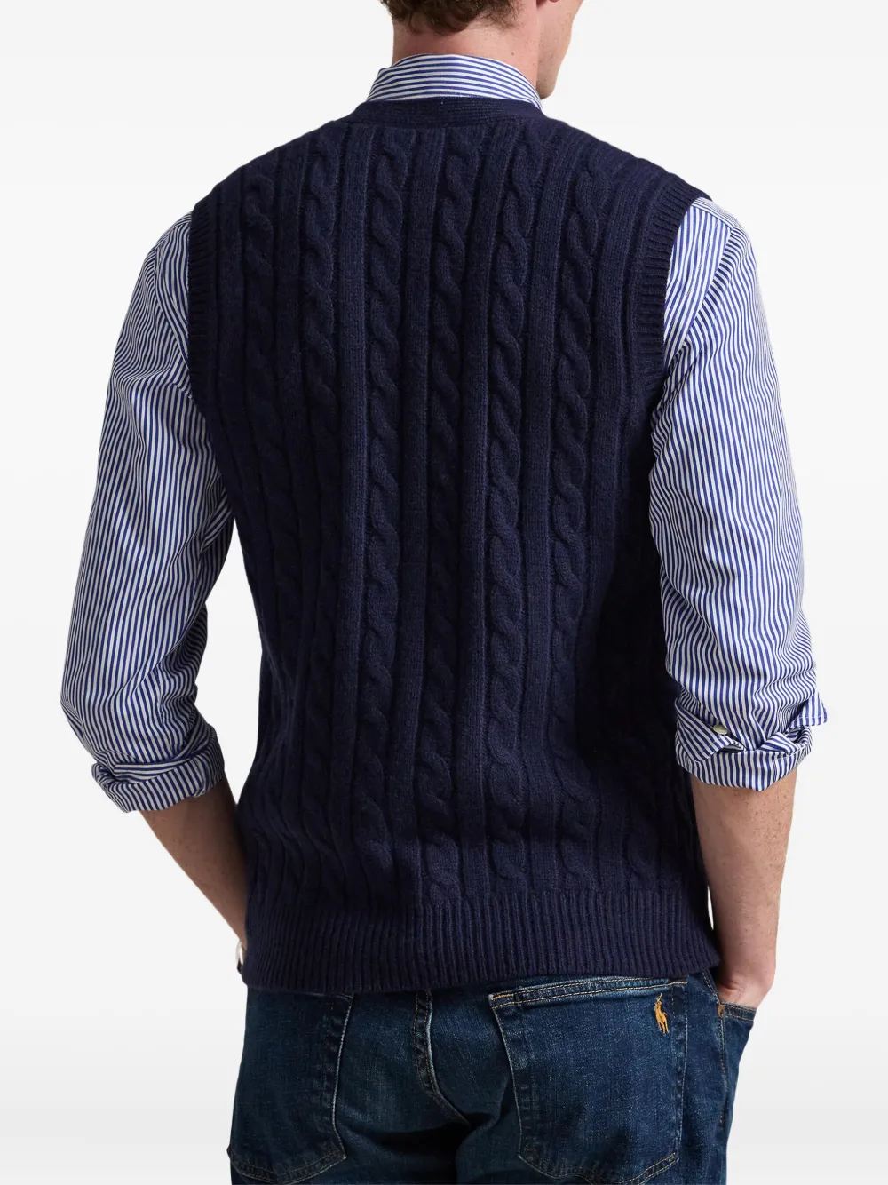 Polo Ralph Lauren Kabelgebreide spencer met knopen Blauw