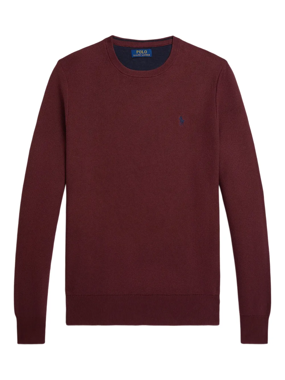 Polo Ralph Lauren Textured Cotton Crewneck Sweater In Burgundy
