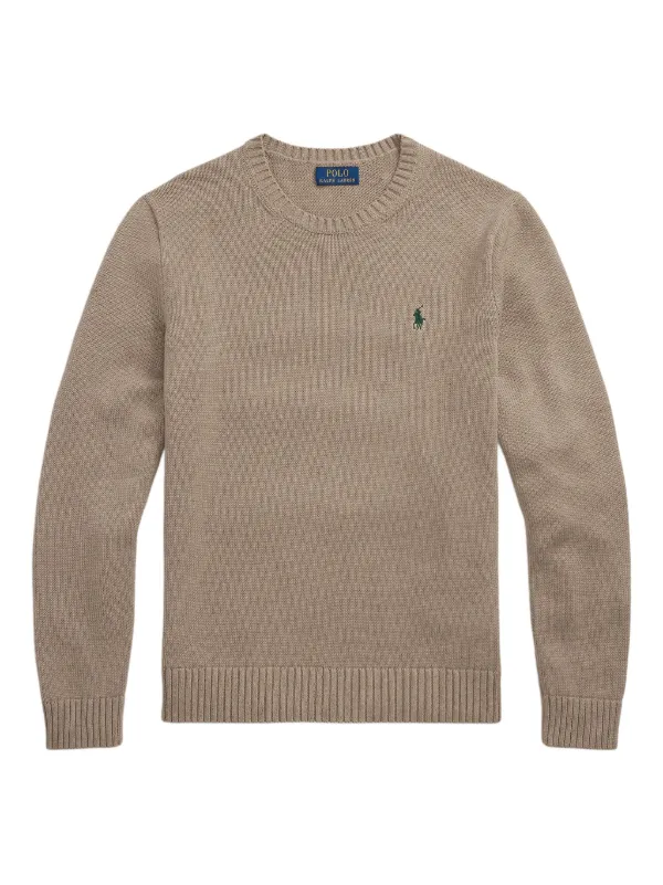Polo Ralph Lauren Ribbed Crewneck Sweater Neutrals FARFETCH IN