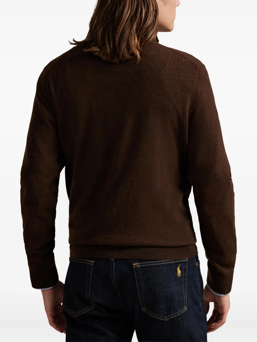 Polo Ralph Lauren Trui met halve rits en polobeer Bruin