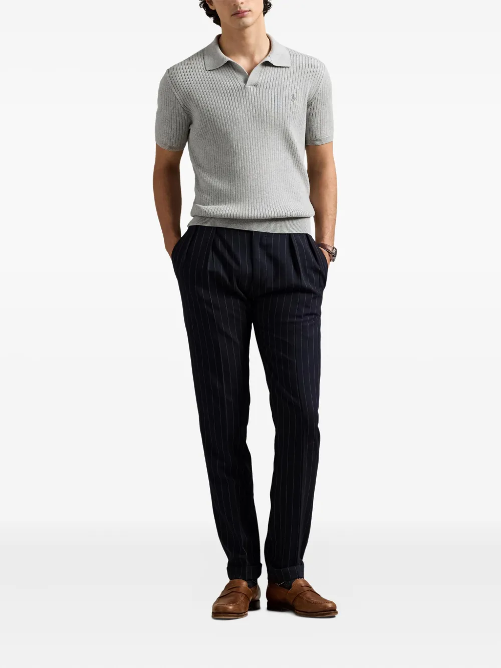 Polo Ralph Lauren Geribbeld poloshirt Grijs