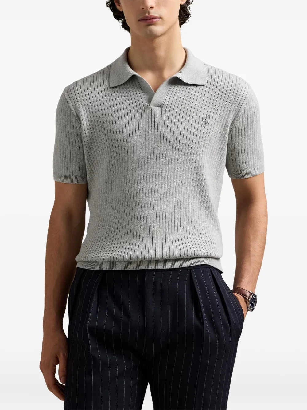 Polo Ralph Lauren Geribbeld poloshirt Grijs