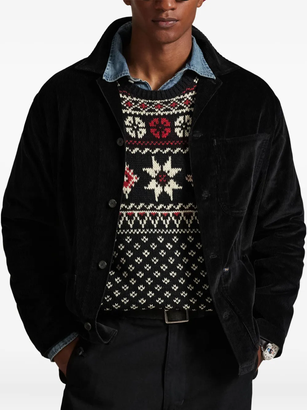 Polo Ralph Lauren Ribfluwelen shirtjack Zwart