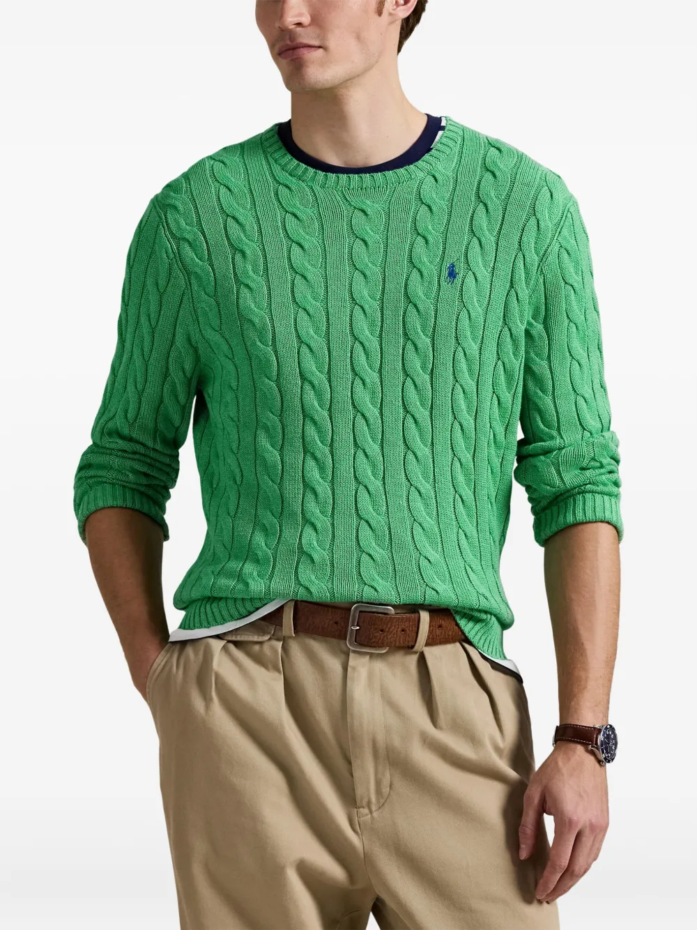 Polo Ralph Lauren cable-knit cotton sweater Groen