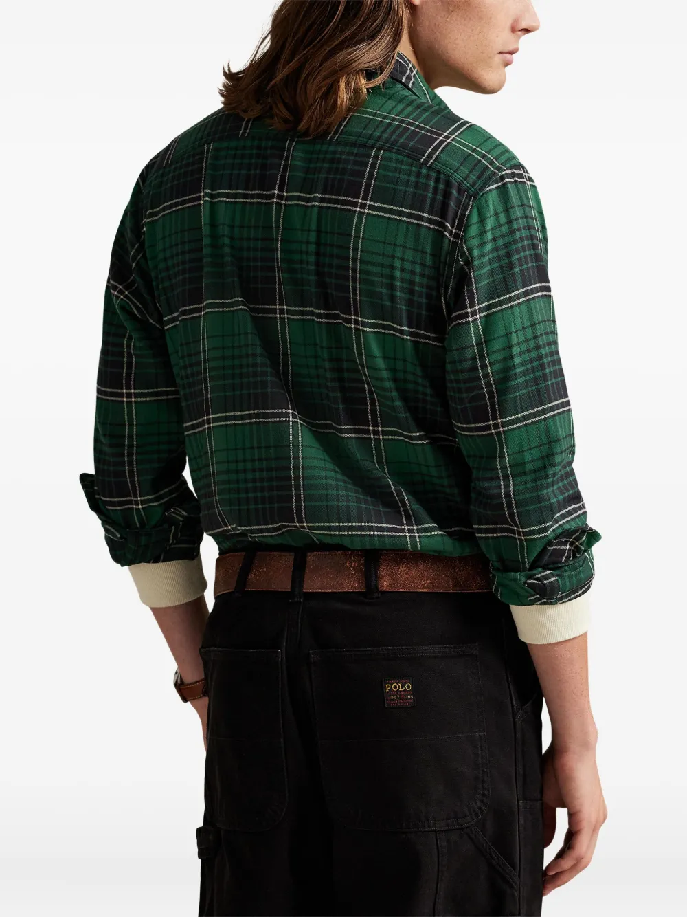 Polo Ralph Lauren Geruit twill overhemd met geborsteld patroon Groen