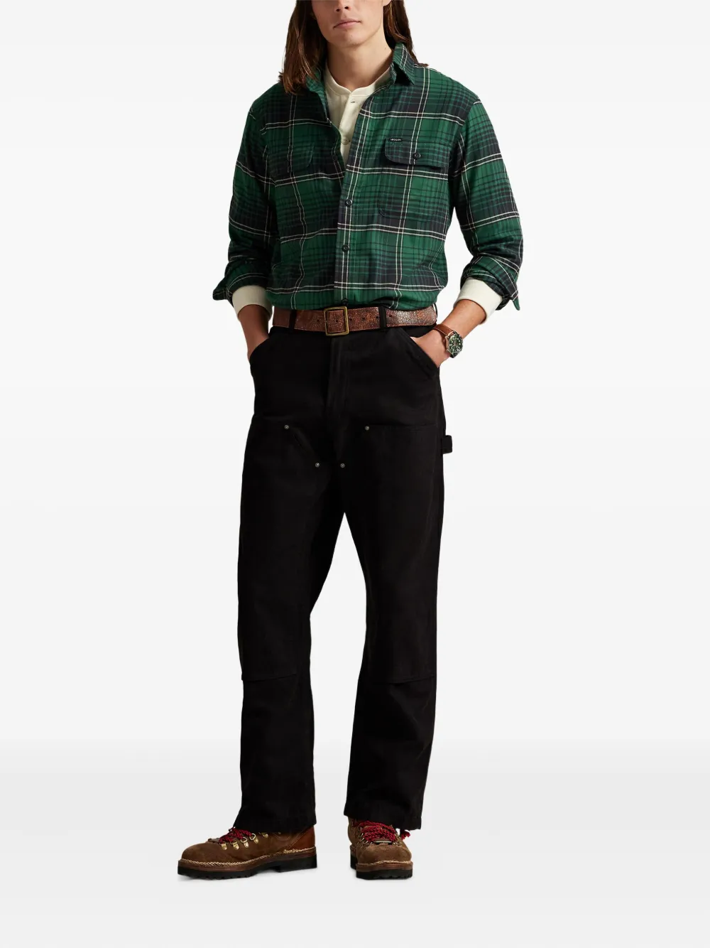 Polo Ralph Lauren Geruit twill overhemd met geborsteld patroon Groen