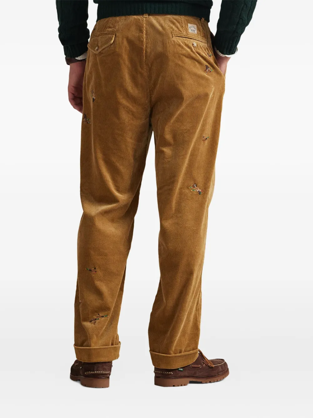 Polo Ralph Lauren Mens Hitman Wide-leg Pleated Cotton-corduroy Trousers Brown In Brown