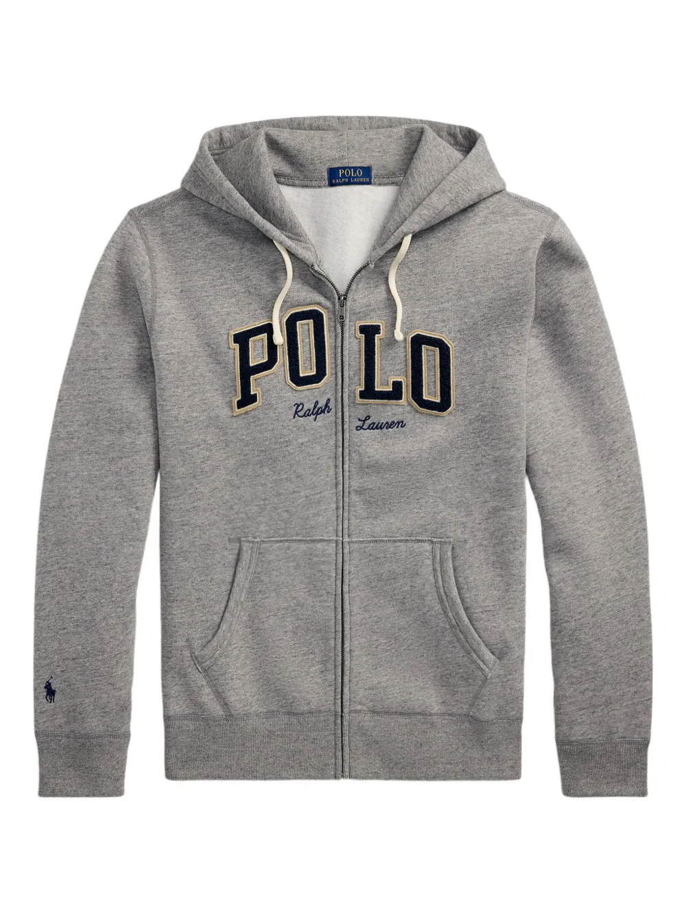 logo-patch zip-up hoodie
