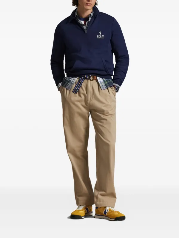 Polo Ralph Lauren half-zip Embroidered Sweatshirt Blue FARFETCH PL