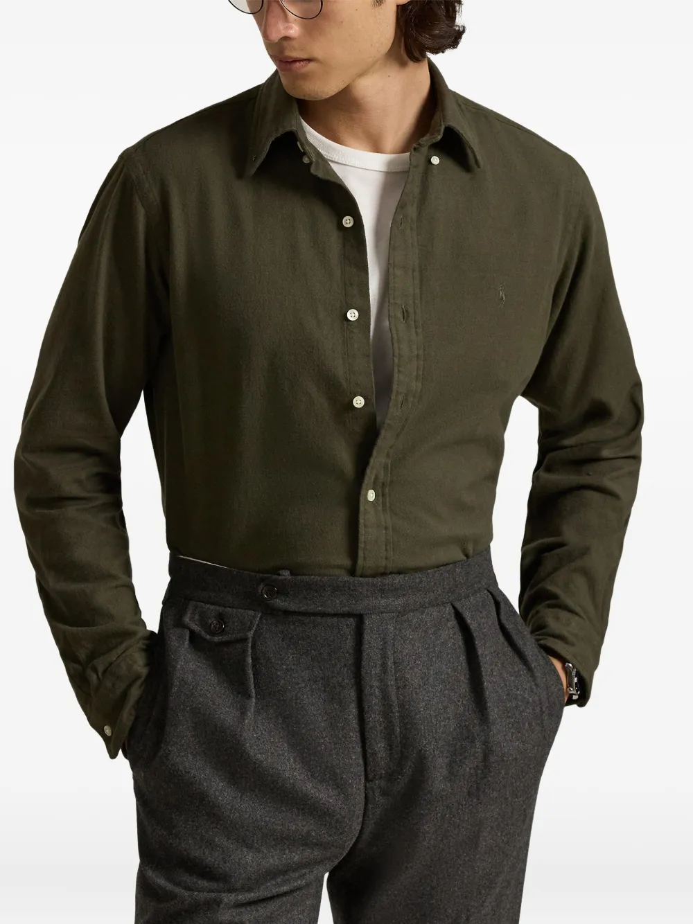 Polo Ralph Lauren Flanellen overhemd met lange mouwen Groen