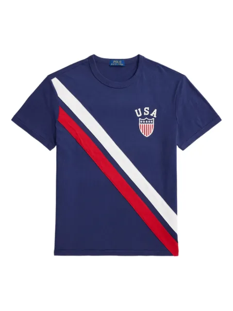 Polo Ralph Lauren diagonal-stripe USA-emblem T-shirt