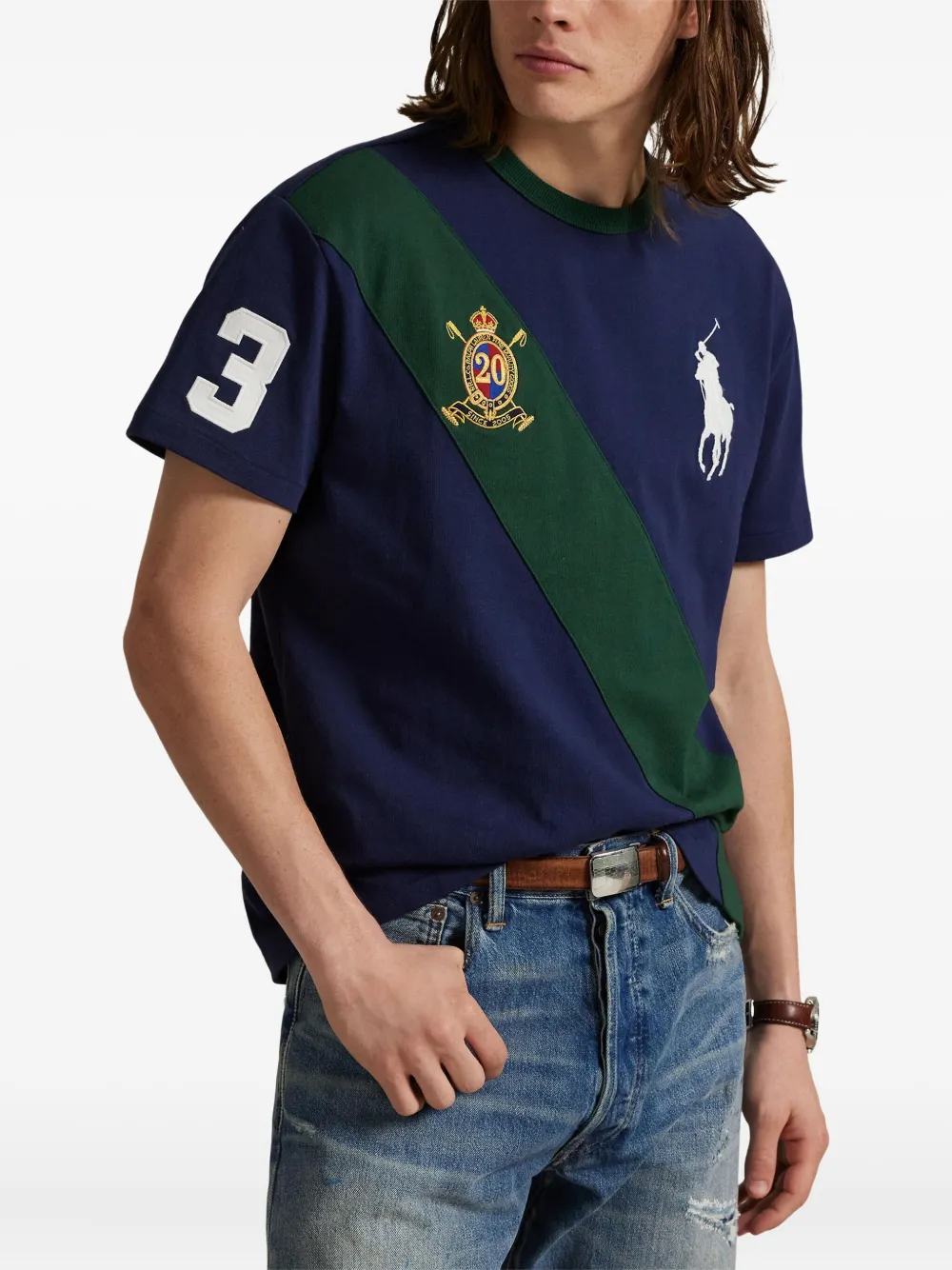 Polo Ralph Lauren T-shirt met gestreept detail Blauw