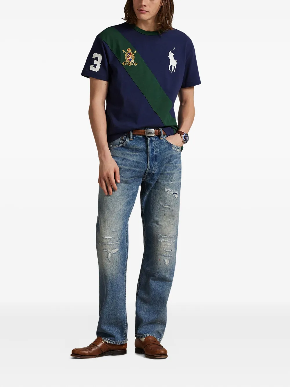 Polo Ralph Lauren T-shirt met gestreept detail Blauw