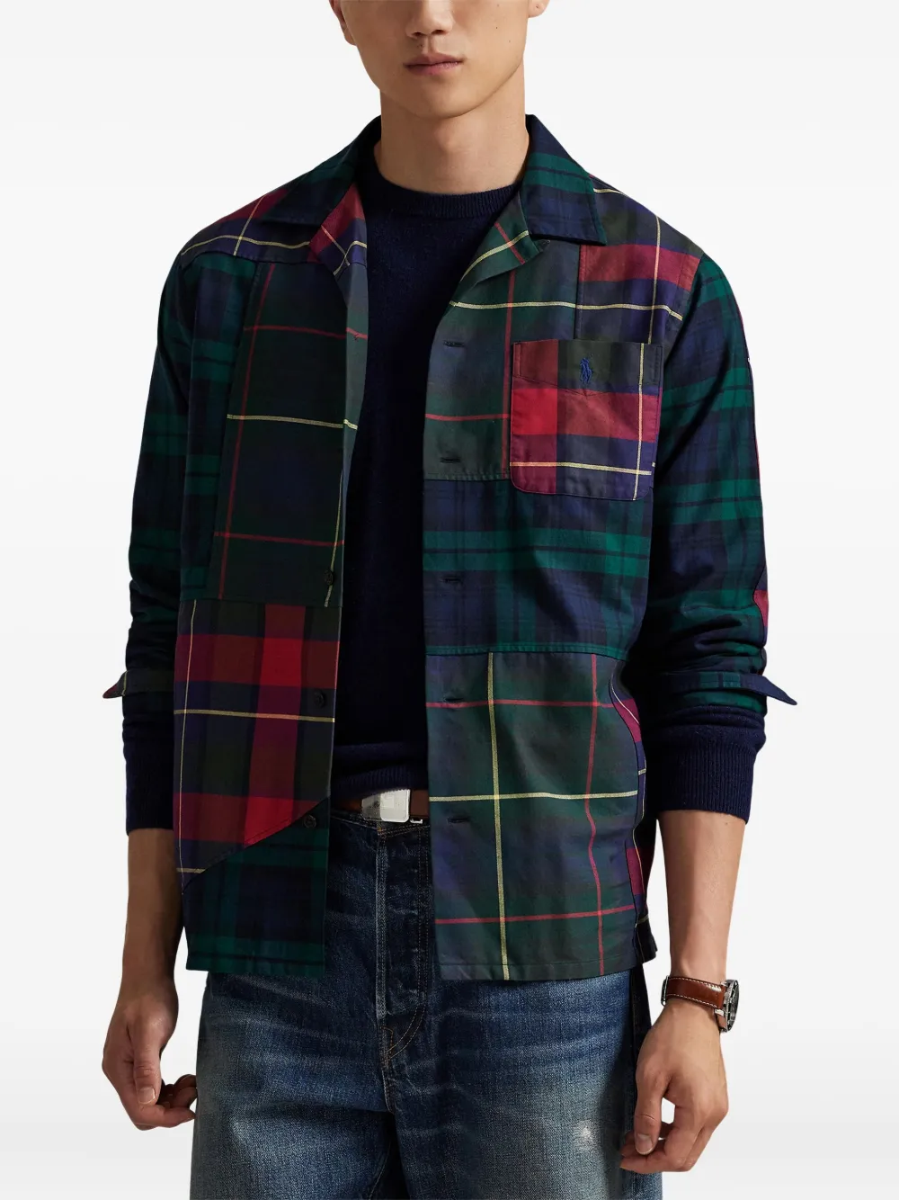 Polo Ralph Lauren Geruit overhemd met patchwork Groen