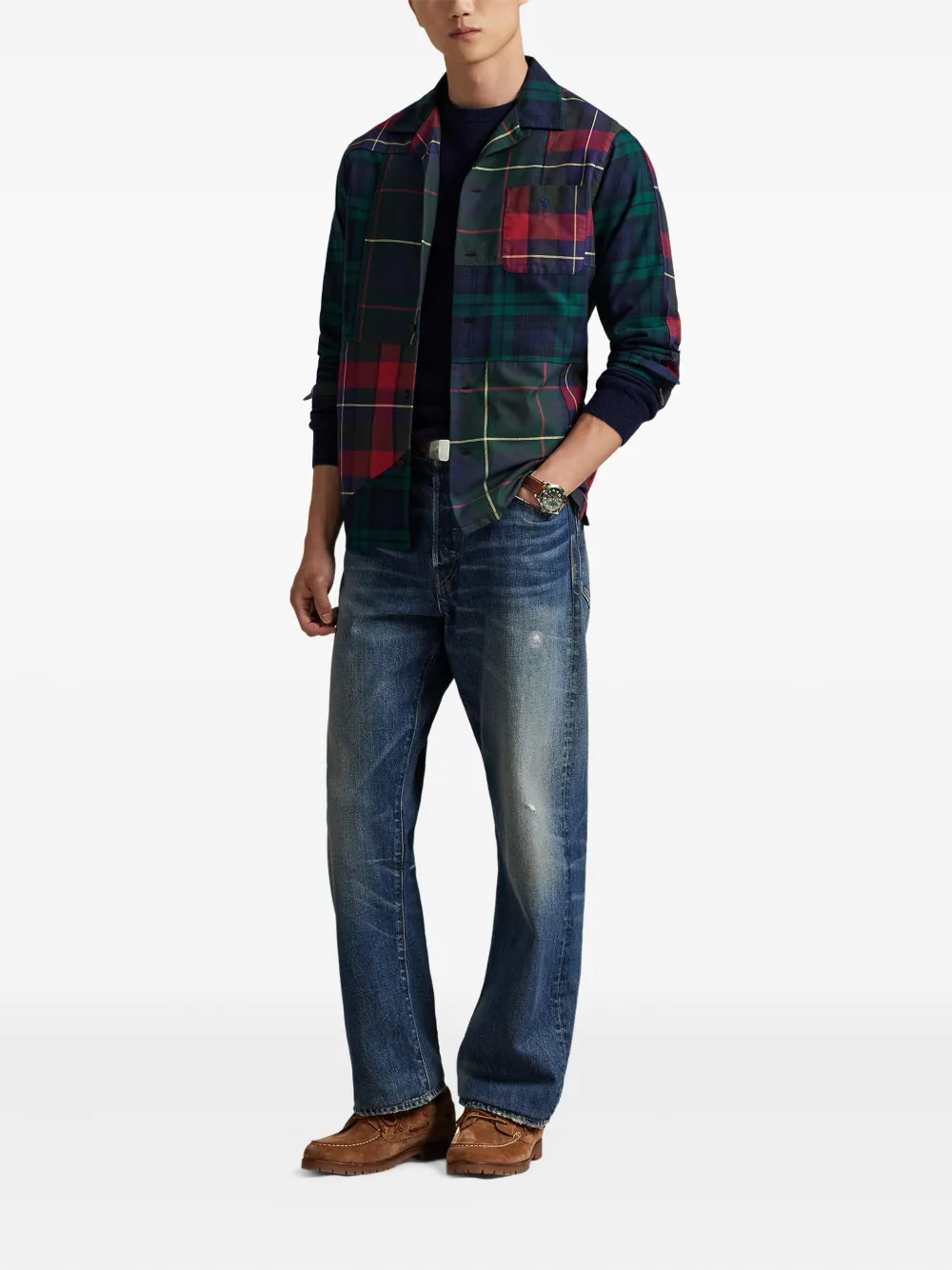 Polo Ralph Lauren Geruit overhemd met patchwork Groen