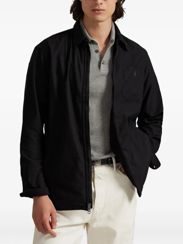 Polo Ralph Lauren zip-front long-sleeve Shirt Black FARFETCH IN