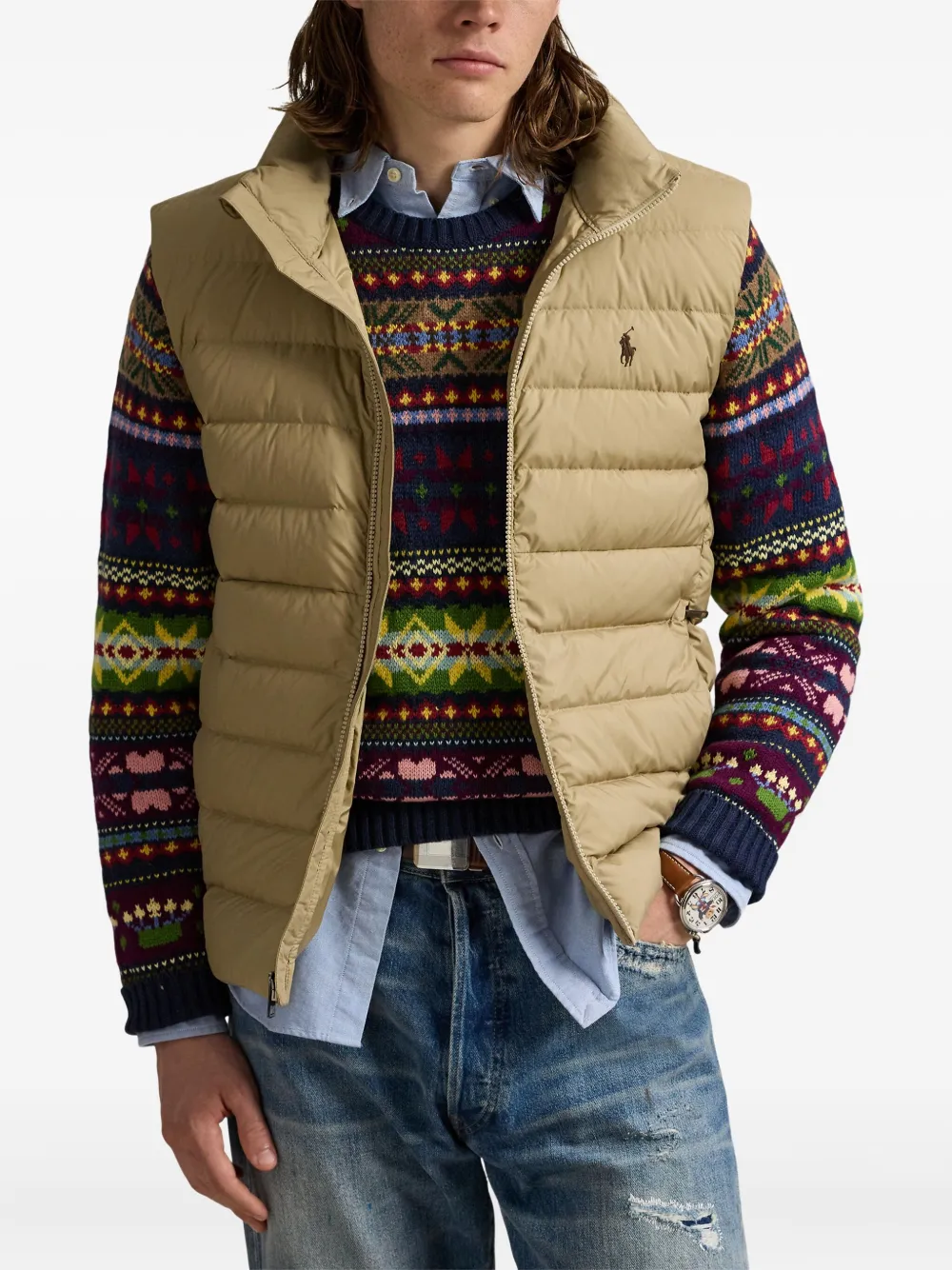 Polo Ralph Lauren Bodywarmer met geborduurd logo Beige