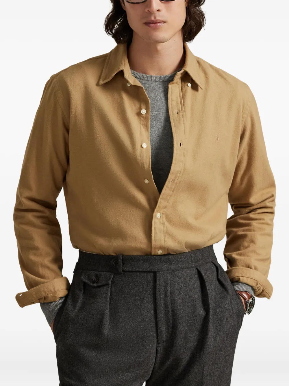 Polo Ralph Lauren Overhemd met geborduurd logo Bruin