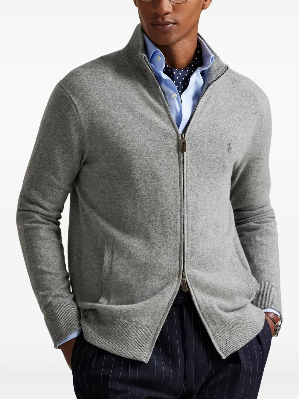 Polo Ralph Lauren wool zip-up cardigan Grijs