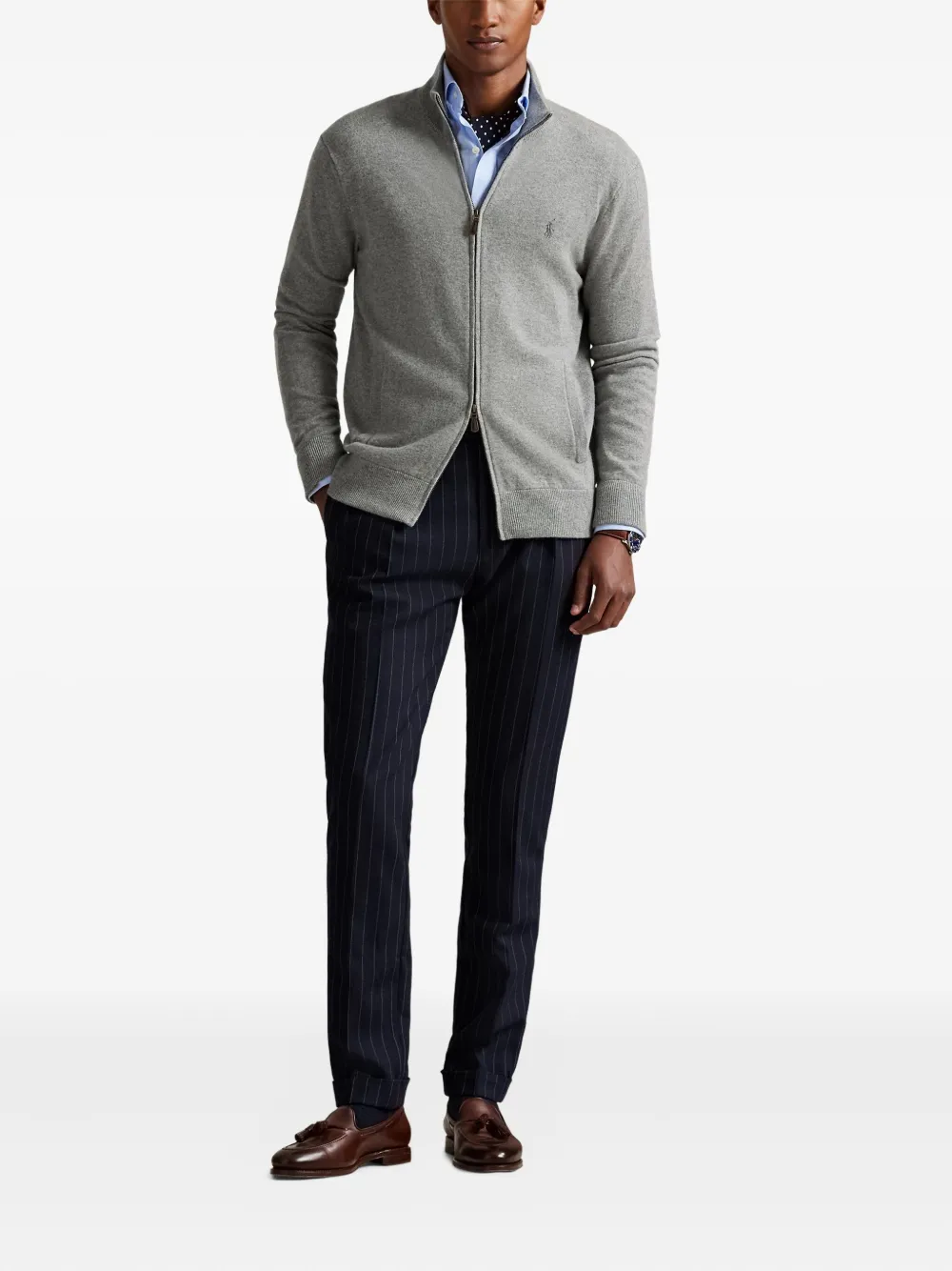 Polo Ralph Lauren wool zip-up cardigan Grijs