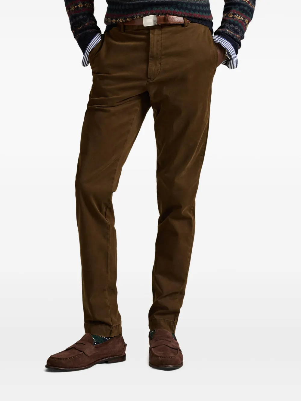 Polo Ralph Lauren Katoenen broek met platte voorkant Bruin