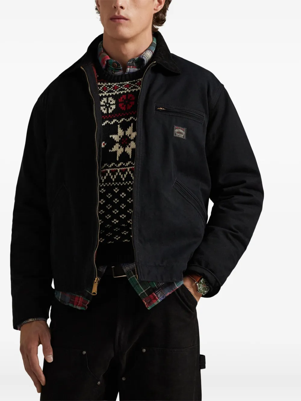 Polo Ralph Lauren Corduroy-collar Jacket In Blue