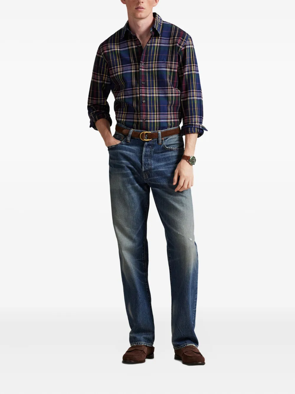 Polo Ralph Lauren brushed plaid shirt Blauw