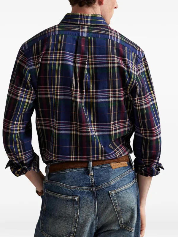 ralph lauren plaid dress shirt Polo Ralph Lauren Brushed Plaid Shirt | Blue