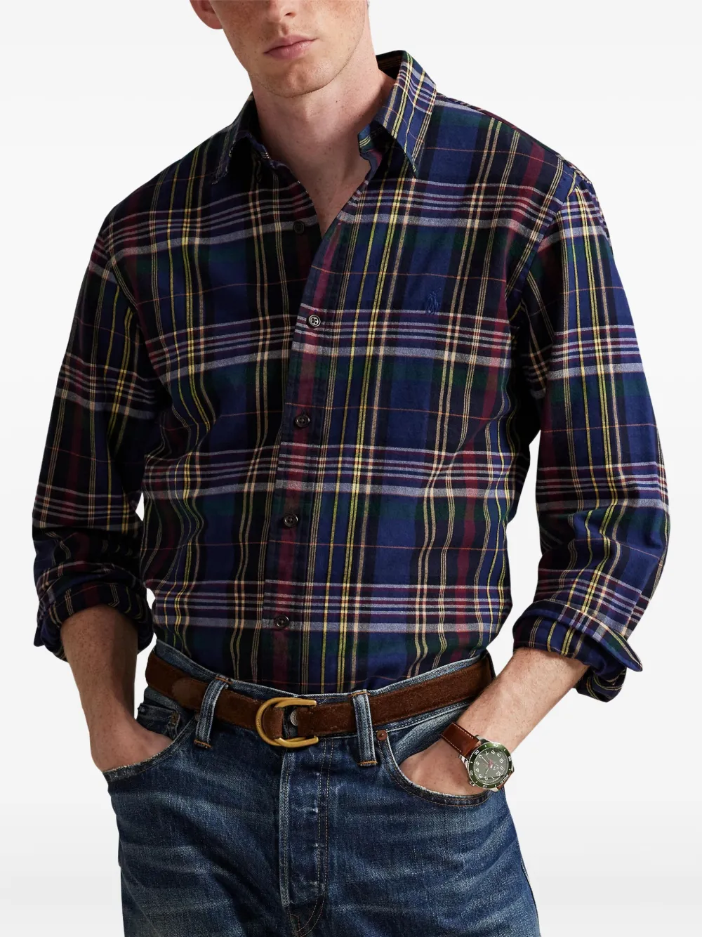 Polo Ralph Lauren brushed plaid shirt Blauw