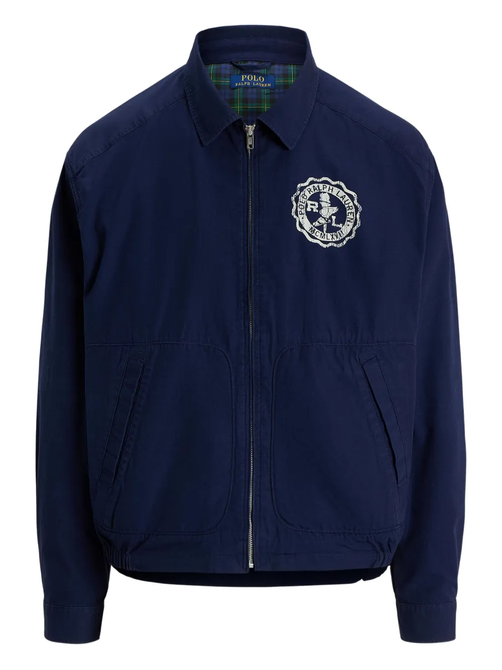 embroidered-logo shirt jacket