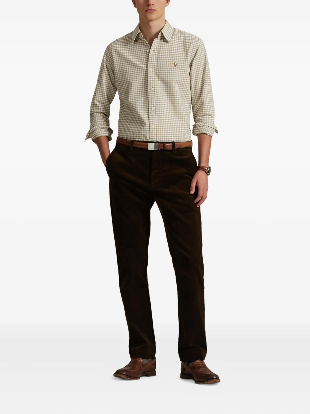 Polo Ralph Lauren Geruit overhemd met knopen Beige
