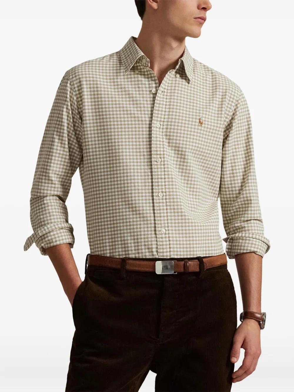Polo Ralph Lauren Geruit overhemd met knopen Beige