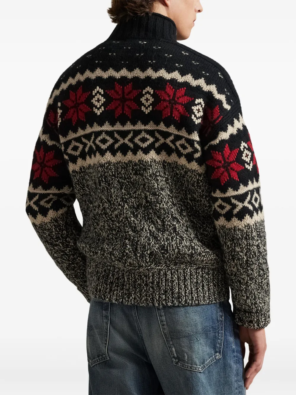 Polo Ralph Lauren Buttoned Patterned Pullover In Gray
