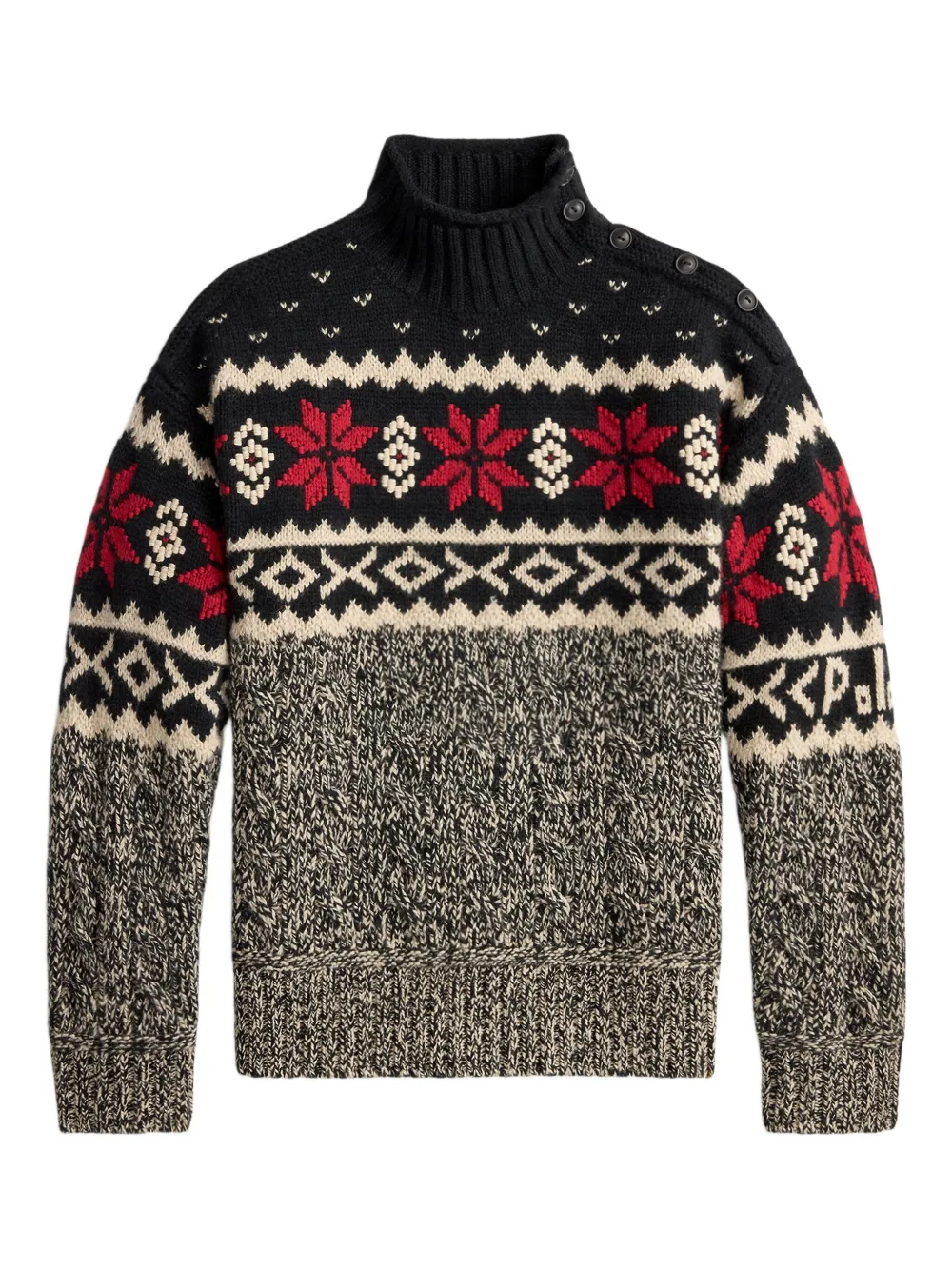 Polo Ralph Lauren Buttoned Patterned Pullover In Gray