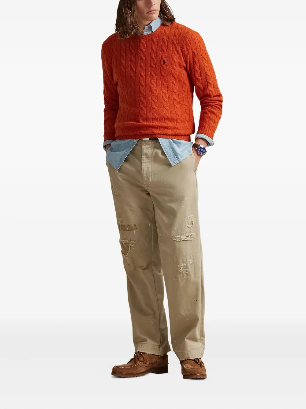 Polo Ralph Lauren Kabelgebreide wollen pullover Oranje