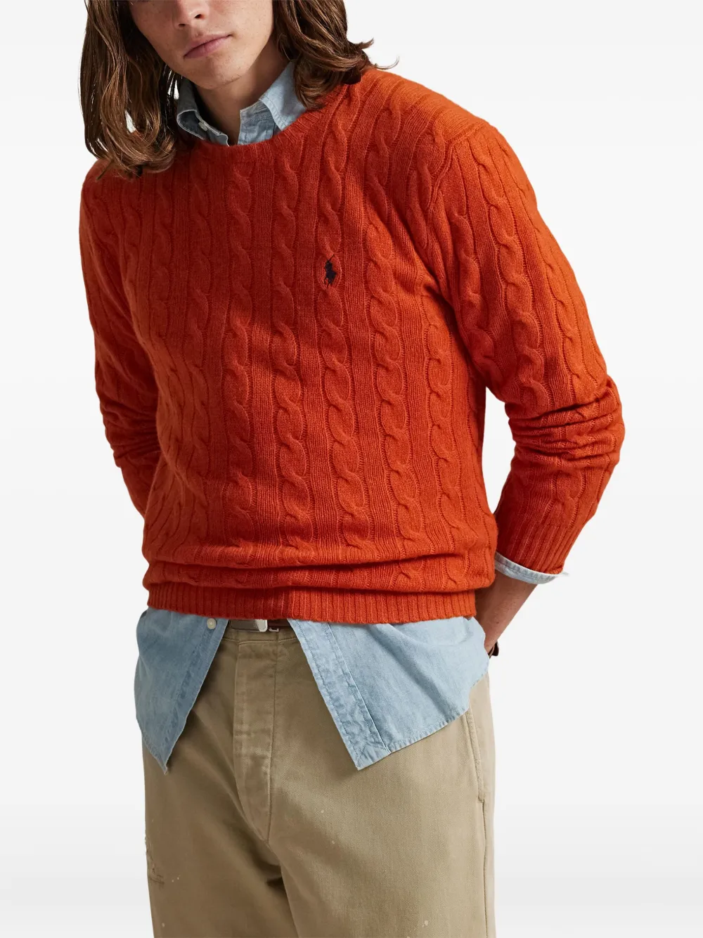 Polo Ralph Lauren Kabelgebreide wollen pullover Oranje