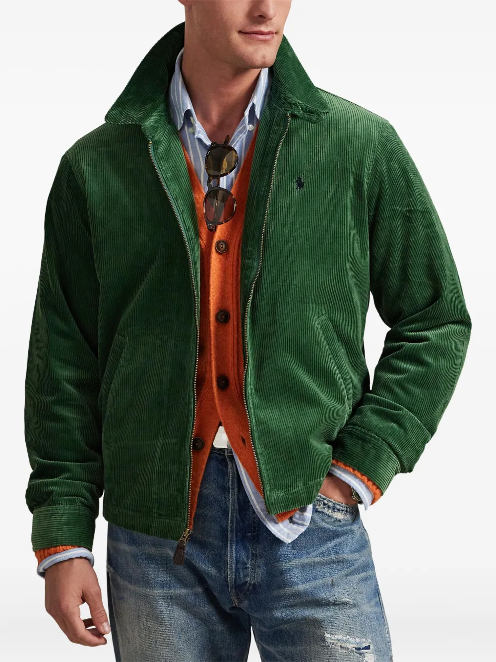 ラルフローレン　コーデュロイ　トラッカージャケット　エメラルドグリーン　サイズL ラルフローレン コーデュロイ トラッカージャケット エメラルド
