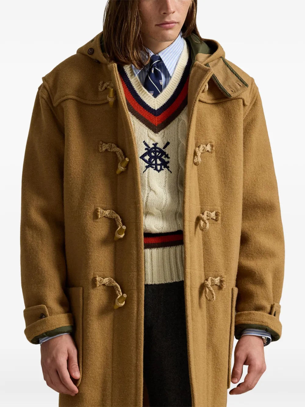 Polo Ralph Lauren Toggle-fastening Hooded Coat In Brown
