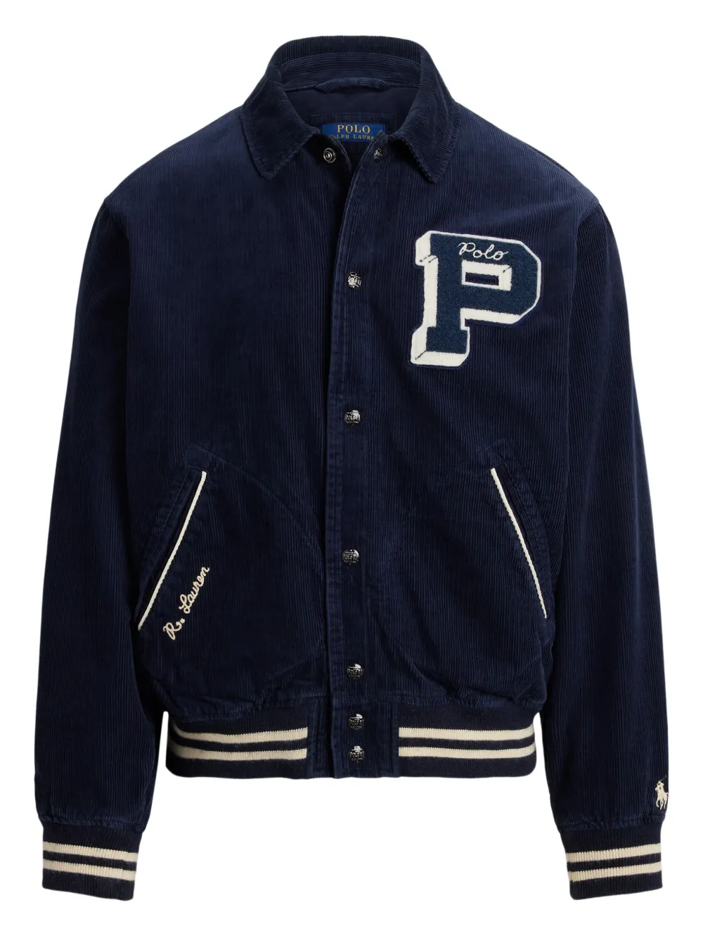 Polo Ralph Lauren Corduroy Varsity Jacket In Blue