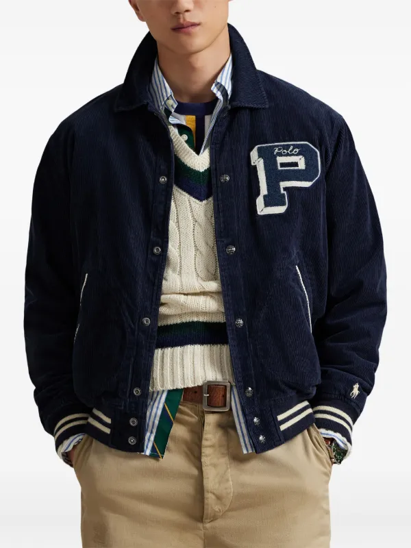 Polo Ralph Lauren Corduroy Varsity Jacket | Blue | FARFETCH TR
